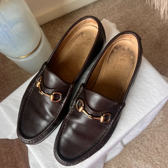 Gucci Men’s Brown Leather Horsebit Loafers | Size 11D - Picture 4 of 14